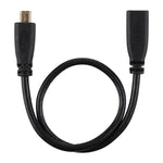 Cabo adaptador conector Micro HDMI fêmea para macho 30cm 1080P com revestimento dourado