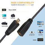 Cabo adaptador conector Micro HDMI fêmea para macho 30cm 1080P com revestimento dourado
