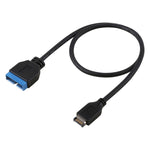 Cabo de expansão macho 19 pinos USB 3.1 Tipo-E para USB 3.0 para placa-mãe 30cm