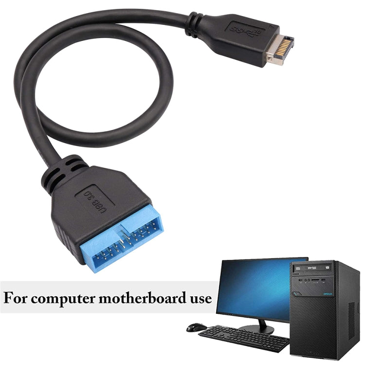 Cabo de expansão macho 19 pinos USB 3.1 Tipo-E para USB 3.0 para placa-mãe 30cm