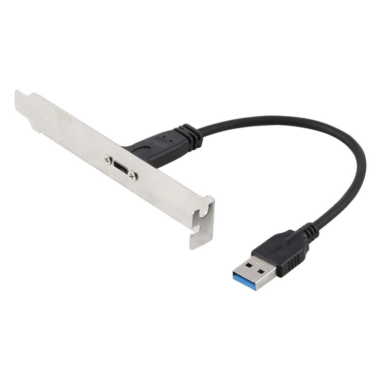 Cabo de extensão conector USB-C / Tipo-C fêmea para USB 3.0 macho com suporte de painel 20cm