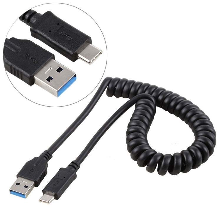 Cabo de extensão retrátil com mola USB 3.0 macho para USB-C / Tipo-C macho de alta velocidade 1,5m