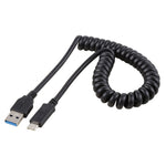 Cabo de extensão retrátil com mola USB 3.0 macho para USB-C / Tipo-C macho de alta velocidade 1,5m
