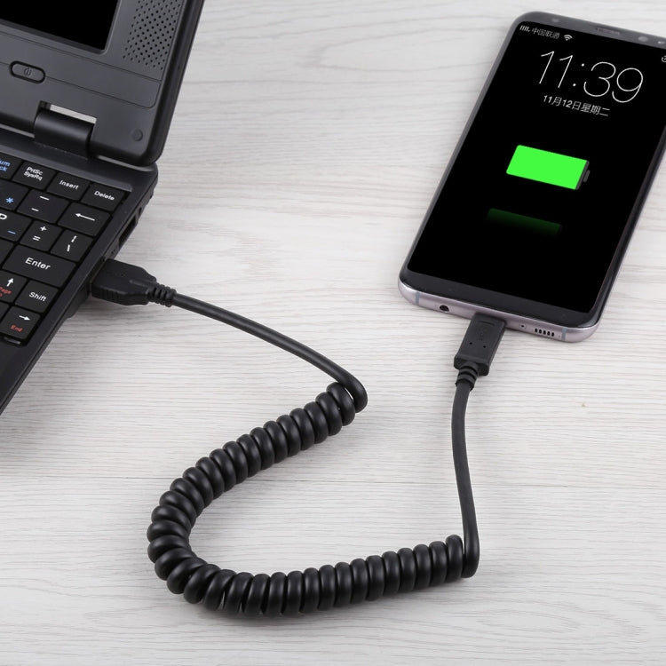 Cabo de extensão retrátil com mola USB 3.0 macho para USB-C / Tipo-C macho de alta velocidade 1,5m