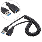 Cabo de extensão retrátil com mola USB 3.0 macho para fêmea de alta velocidade 1,5m