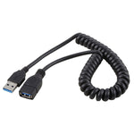 Cabo de extensão retrátil com mola USB 3.0 macho para fêmea de alta velocidade 1,5m