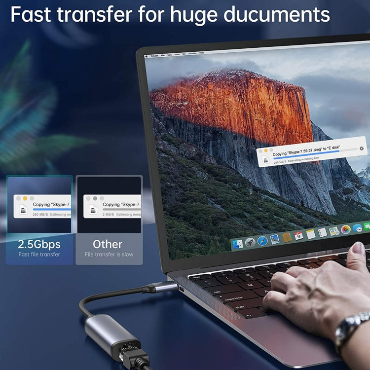 Adaptador conversor macho Tipo-C / USB-C para fêmea Gigabit RJ45, Gigabit RJ45 fêmea