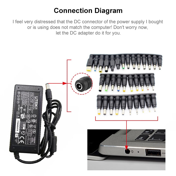 Conjunto de adaptadores de energia 8 em 1 com interface fêmea 5,5x2,1mm para múltiplas interfaces macho para portáteis HP / Sony / Acer / ASUS / DELL
