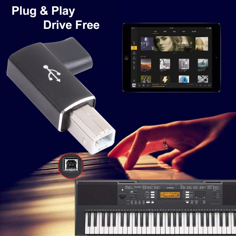 Adaptador USB-C / Tipo C fêmea para USB 2.0 B MIDI macho para instrumento eletrónico / impressora / scanner / piano