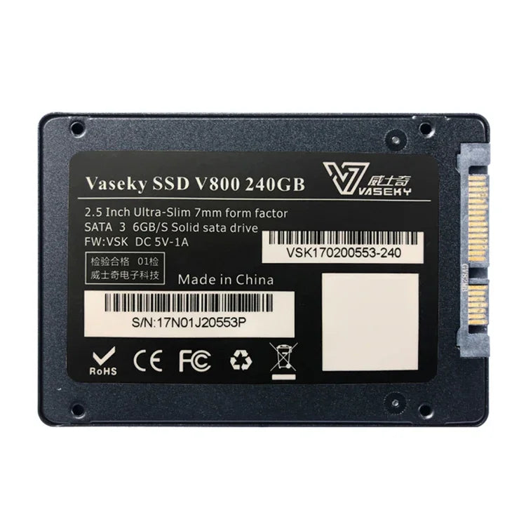 Vaseky V800 240GB SSD de Estado Sólido Ultra-Fino 7mm SATA3 6GB/s 2.5 polegadas para Desktop, Portátil, 240GB