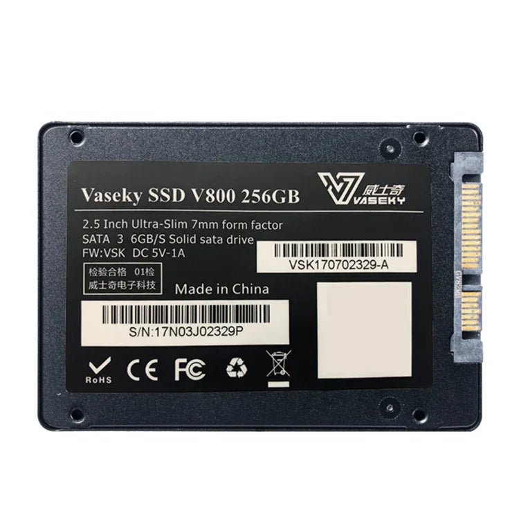 Vaseky V800 256GB SSD de Estado Sólido Ultra-Fino 7mm SATA3 6GB/s 2.5 polegadas para Desktop, Portátil, 256GB