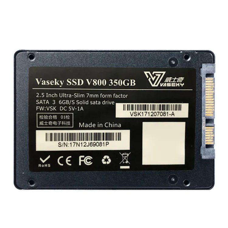 Vaseky V800 350GB SSD de Estado Sólido Ultra-Fino 7mm SATA3 6GB/s 2.5 polegadas para Desktop, Portátil, 350GB
