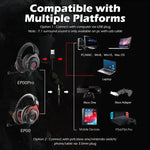 EKSA E900 Pro Auscultadores para Jogos USB Controlados por Fio com Luz, Som 7.1, Com Microfone, E900 Pro
