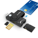 Leitor de cartões multifunções ROCKETEK CR310 USB 2.0 + cartão TF + cartão SD + cartão SIM + cartão inteligente, USB 2.0