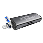 Leitor de cartão OTG 2 em 1 USB + 8 pinos USB Flash Disk / Cartão de memória para telemóvel IOS / computador