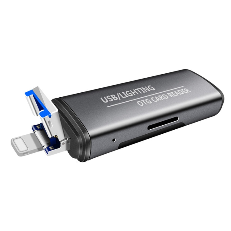 Leitor de cartão OTG 2 em 1 USB + 8 pinos USB Flash Disk / Cartão de memória para telemóvel IOS / computador