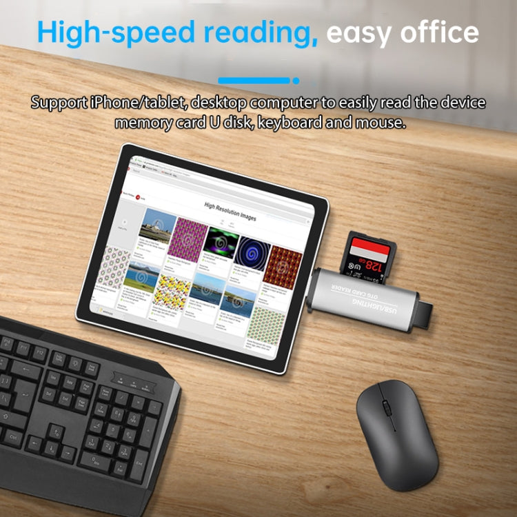 Leitor de cartão OTG 2 em 1 USB + 8 pinos USB Flash Disk / Cartão de memória para telemóvel IOS / computador