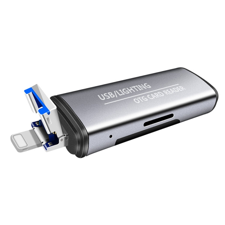 Leitor de cartão OTG 2 em 1 USB + 8 pinos USB Flash Disk / Cartão de memória para telemóvel IOS / computador