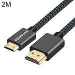 Cabo HDMI 2.0 macho para Mini HDMI macho com cabeça banhada a ouro ULT-unite, cabo trançado em nylon, Comprimento do cabo: 2 m