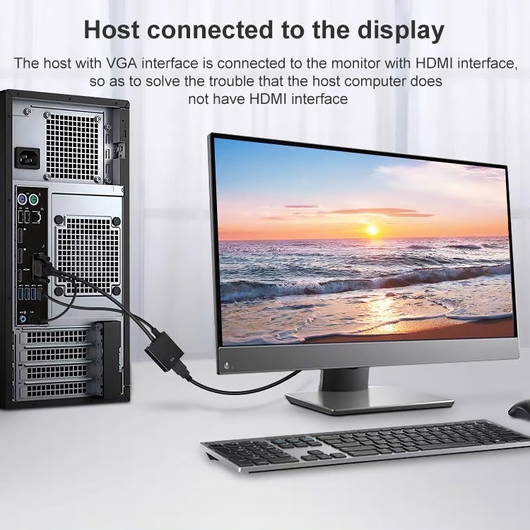 Conversor HDCO-VGAM2 VGA Macho para HDMI Fêmea 1080P com Cabo de Áudio 3.5mm, HDCO-VGAM2