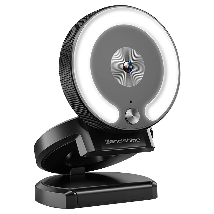 Câmara Landshine 2K USB com Autofoco e Ângulo Largo de 90 Graus para Computador com Luz de Anel