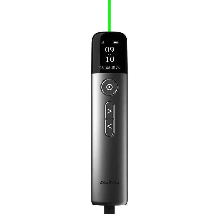 Apontador Laser Verde Multifuncional para PPT com 32GB, Apresentador Sem Fios, A9 Pro 32GB Luz Verde (Cinza)