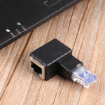 Conversor RJ45 Macho para Fêmea Adaptador de Extensão 90 Graus para Cabo de Rede LAN Cat5 Cat6, 90 Graus à Direita