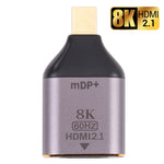 Adaptador HDMI 2.1 Fêmea para Mini DP Macho 8K 60Hz, Mini DP Macho