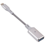 Adaptador OTG de câmara 8 pinos Macho para USB Fêmea, compatível com IOS 13 ou superior