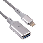 Adaptador OTG de câmara 8 pinos Macho para USB Fêmea, compatível com IOS 13 ou superior