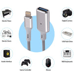 Adaptador OTG de câmara 8 pinos Macho para USB Fêmea, compatível com IOS 13 ou superior