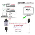 Adaptador HDMI Fêmea 4K 30Hz para Mini DisplayPort Macho, HDMI 30Hz para Mini DisplayPort