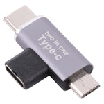 Conversor USB-C / Tipo-C Fêmea para USB-C / Tipo-C Macho + Micro USB Macho, Tipo-C Fêmea para Tipo-C + Micro USB Macho