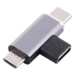 Conversor USB-C / Tipo-C Fêmea para USB-C / Tipo-C Macho + Micro USB Macho, Tipo-C Fêmea para Tipo-C + Micro USB Macho