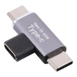 Conversor USB-C / Tipo-C Fêmea para USB-C / Tipo-C Macho + USB-C / Tipo-C Macho, Tipo-C Fêmea para Tipo-C Macho