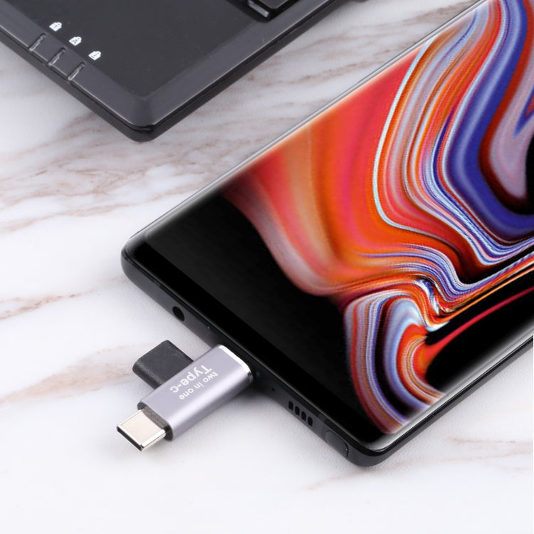 Conversor USB-C / Tipo-C Fêmea para USB-C / Tipo-C Macho + USB-C / Tipo-C Macho, Tipo-C Fêmea para Tipo-C Macho