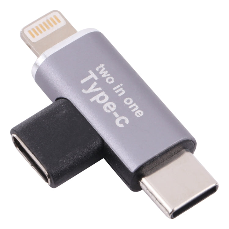 Conversor USB-C / Tipo-C Fêmea para 8 pinos Macho + USB-C / Tipo-C Macho, Tipo-C Fêmea para 8 pinos + Tipo-C Macho