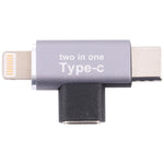 Conversor USB-C / Tipo-C Fêmea para 8 pinos Macho + USB-C / Tipo-C Macho, Tipo-C Fêmea para 8 pinos + Tipo-C Macho