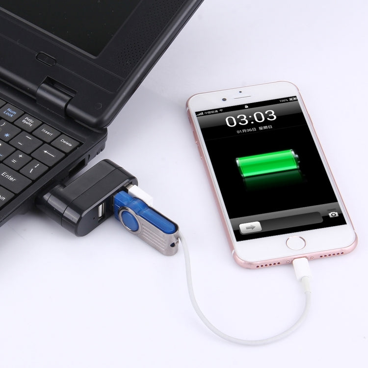 HUB Portátil USB com 3 Portas USB 2.0 e Rotação de 180 Graus na Cabeça