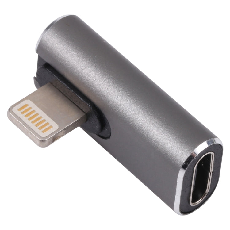 Adaptador de carregamento em ângulo 20W 8 pinos Macho para USB-C / Tipo-C Fêmea, em ângulo
