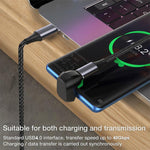 Adaptador USB-C / Type-C 4.0 Macho para Fêmea 40Gbps, Type-C 4.0 M para F Duplo Cotovelo