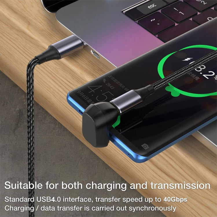 Adaptador USB-C / Type-C 4.0 Macho para Fêmea 40Gbps, Type-C 4.0 M para F Duplo Cotovelo