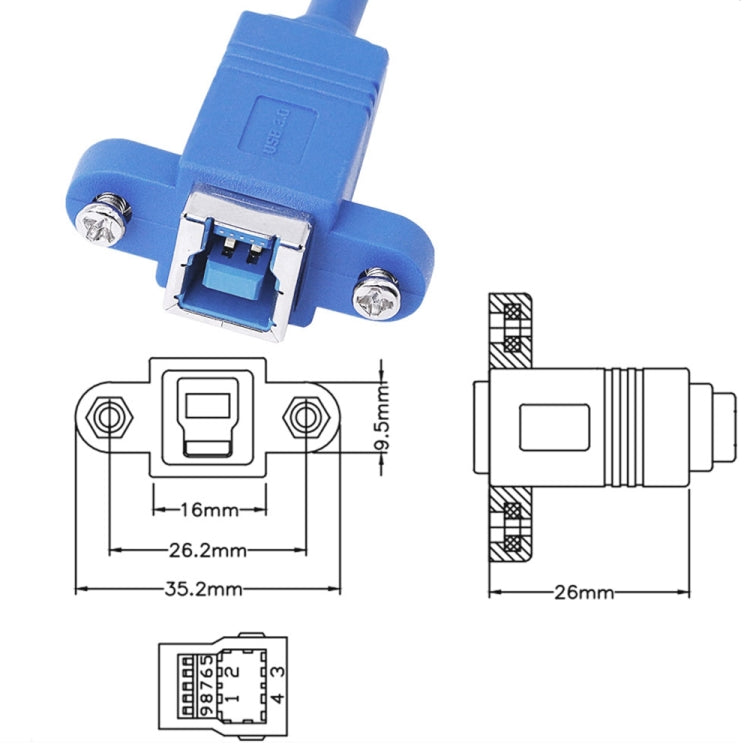 Cabo de Dados Adaptador USB 3.0 B Fêmea para B Macho 50cm para Impressora / Scanner, BF para BM, Comprimento: 50cm