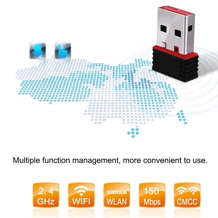 Adaptador WiFi USB 2.0 RTL8188 150Mbps 2.4GHz Cartão de Rede Externo