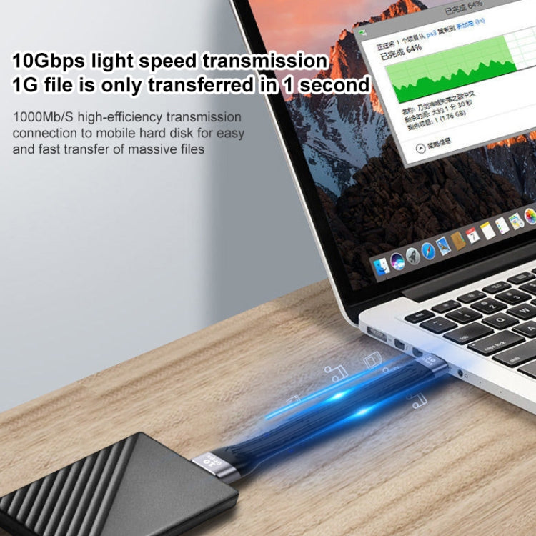 Cabo de carregamento rápido e sincronização de dados USB macho para USB macho 10Gbps, cabo plano e flexível, USB macho para USB macho