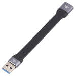 Cabo de carregamento rápido e sincronização de dados USB macho para USB fêmea 10Gbps, cabo plano e flexível, USB macho para USB fêmea