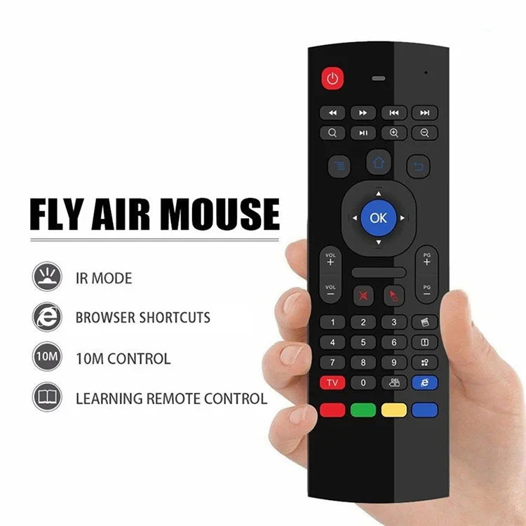 Teclado e Comando Remoto Air Mouse Fly Sem Fios 2.4GHz Versão com Voz MX3 com Giroscópio