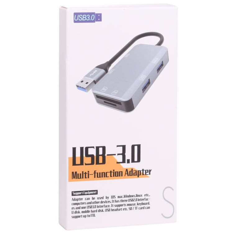 Adaptador NK-3049HD 6 em 1 USB macho para ranhura de cartão MS / TF + USB 3.0 + 3 USB 2.0 fêmea, NK-3049HD