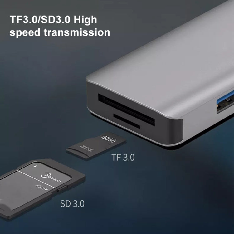 Adaptador NK-3049HD 6 em 1 USB macho para ranhura de cartão MS / TF + USB 3.0 + 3 USB 2.0 fêmea, NK-3049HD