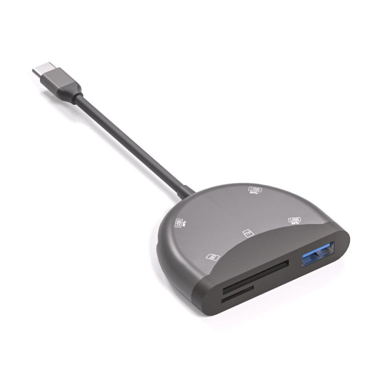 Adaptador NK-3039 5 em 1 USB-C / Type-C macho para ranhura de cartão TF / SD + 3 USB fêmea, NK-3039